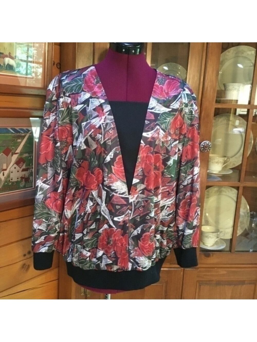 Plus Size Petite Womens Floral Blouse Long Sleeve 18P